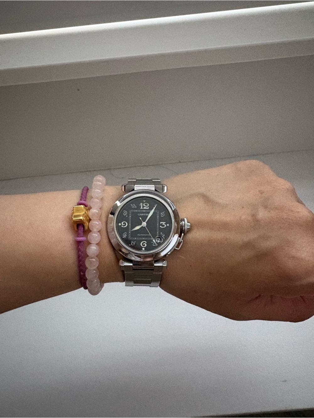 Cartier Stainless Steel Watch with Black Dial